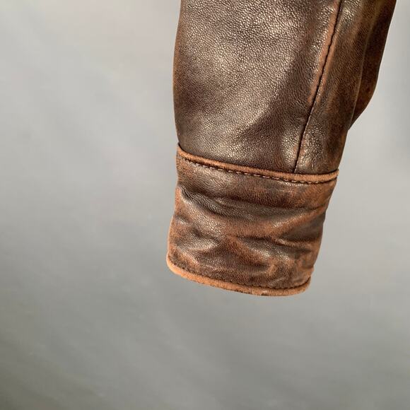 FOG CITY Size 42 Brown Leather Bomber Jacket - Picture 8 of 13